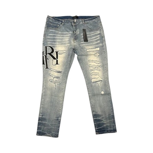 AMIRI | Jeans | Amiri Distressed Monogram Patch Jeans Light Wash
